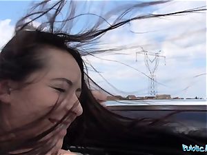 PublicAgent super-steamy ebony haired Russian penetrated on a car